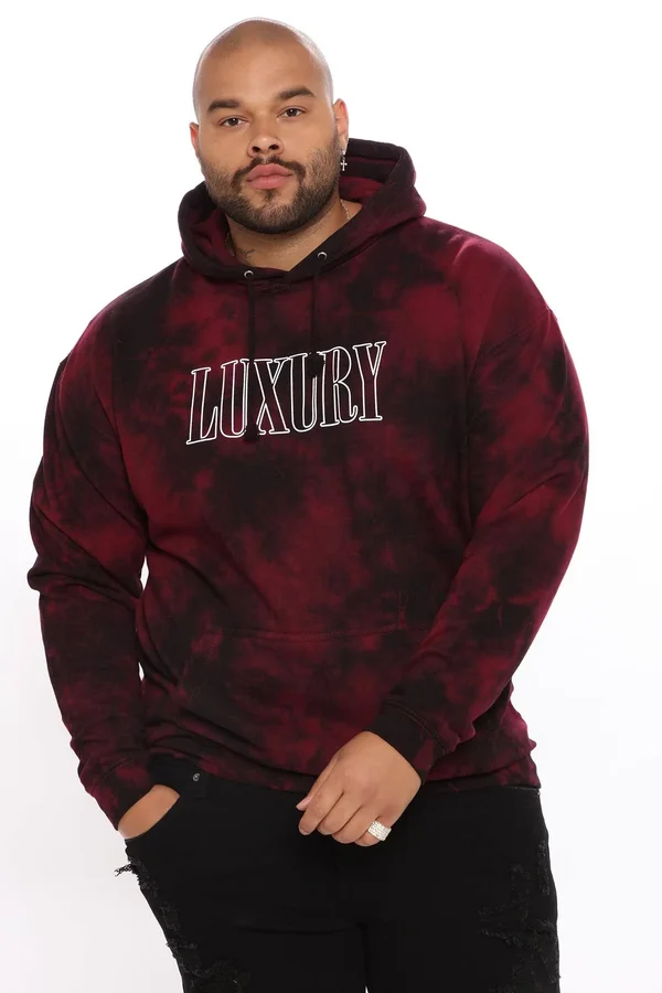 Mens Luxury Lifestyle Tie Dye Pullover Hoodie in Red Size Small by Fashion Nova