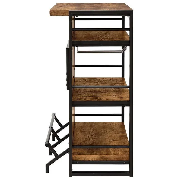 Bowery Hill Industrial Home Bar Unit with Stemware Rack in Antique Nutmeg