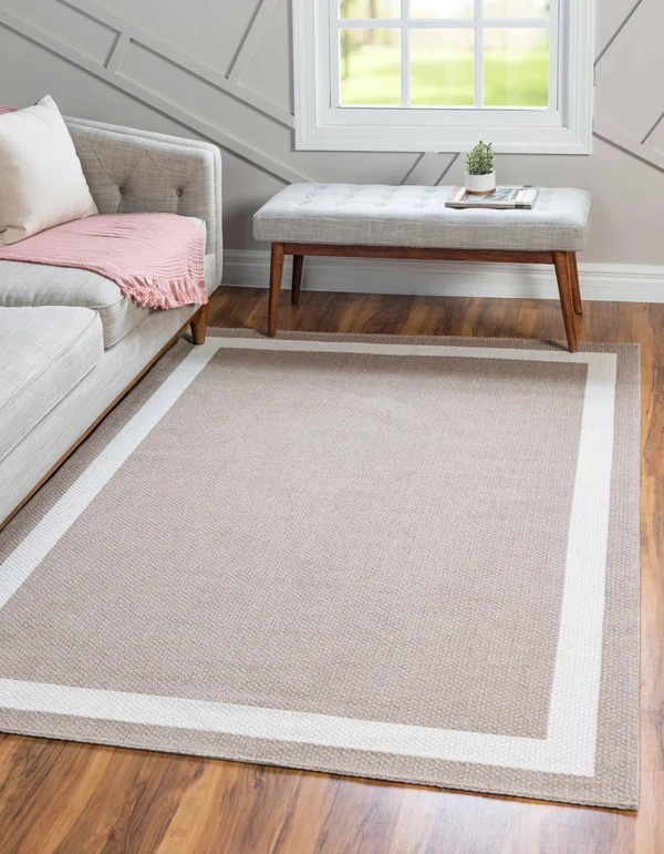 Unique Loom Border Decatur Rug - 4& 2 x 6& 0 - Taupe