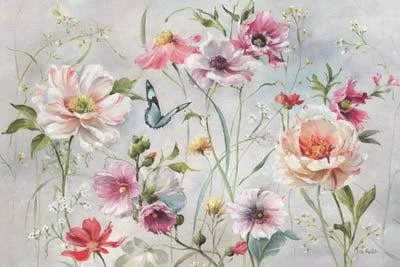 Framed Canvas Art (White Floating Frame) - Antique Garden I by Lisa Audit ( Floral & Botanical art)