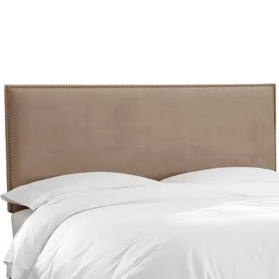 Nail Button Border Upholstered Panel Headboard Wayfair Custom Upholstery Size: Full - Upholstery: Velvet Cocoa, Nailhead Finish