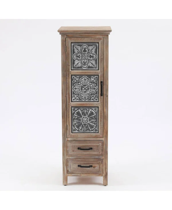 LuxenHome Metal and Wood Tall Tower Cabinet