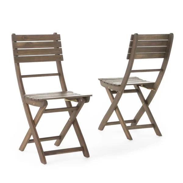 Positano Set of 2 Acacia Wood Foldable Dining Chairs - Gray Finish - Christopher Knight Home