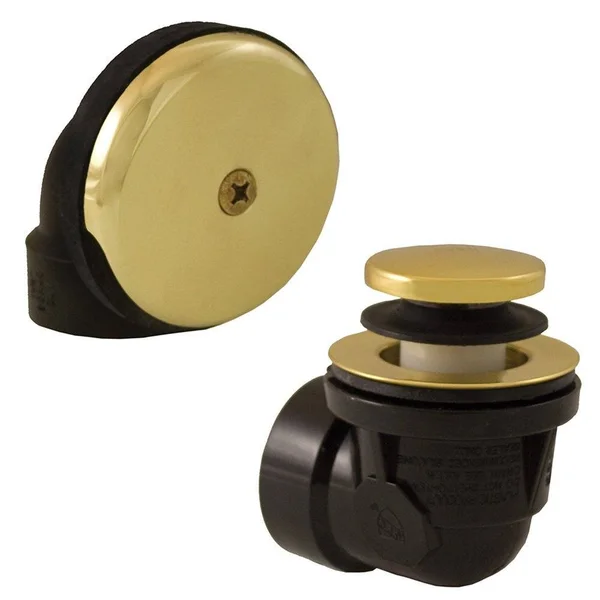 Jones Stephens Schedule 40 ABS One-Hole Polished Brass Toe Touch, Standard Half Kit - No PIPE, Tee or Elbow Included, Plumbing