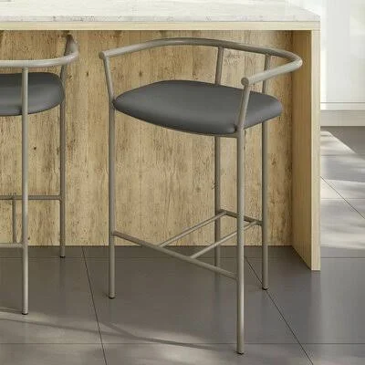 Amandine Bar & Counter Stool Corrigan Studio Seat Height: Counter Stool (24” Seat Height) - Upholstery: Dark Gray, Frame Colo