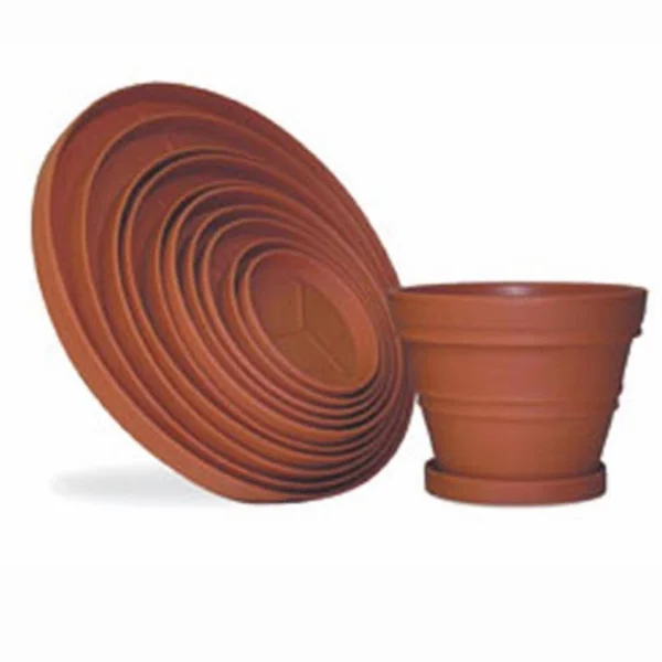 Round Resin Planter Saucers - Size: 22.25 Diam. Inches, Grey