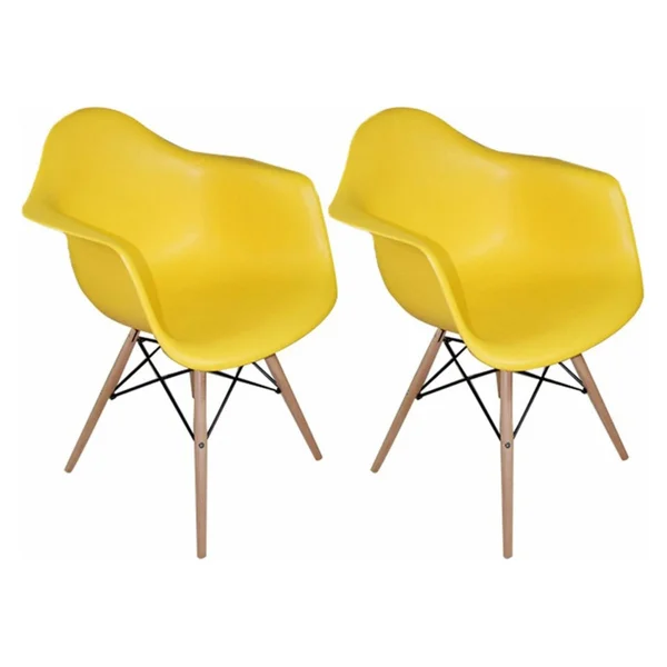 Mod Made Paris Tower Arm Chair Wood Leg - Set of 2 Yellow