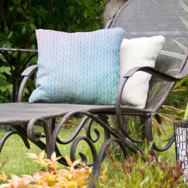 Herringbone Pattern Indoor/Outdoor Pillow - 20 x 20 - Blue Pink & Green - N/A