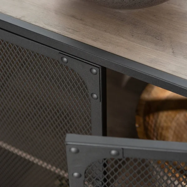Carbon Loft 52-Inch Mesh Door Industrial TV Console - Reclaimed Barnwood