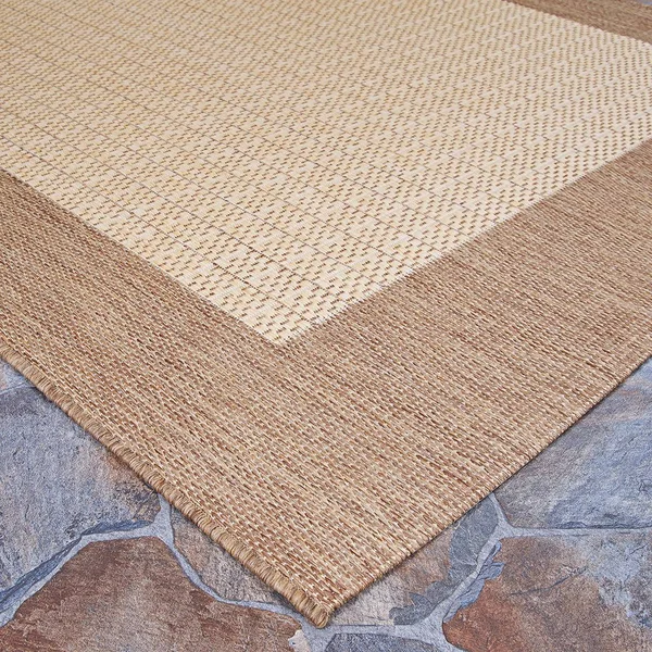 Couristan Recife Checkered Field Natural/Cocoa Area Rug - 7&6x22 x 10&9x22