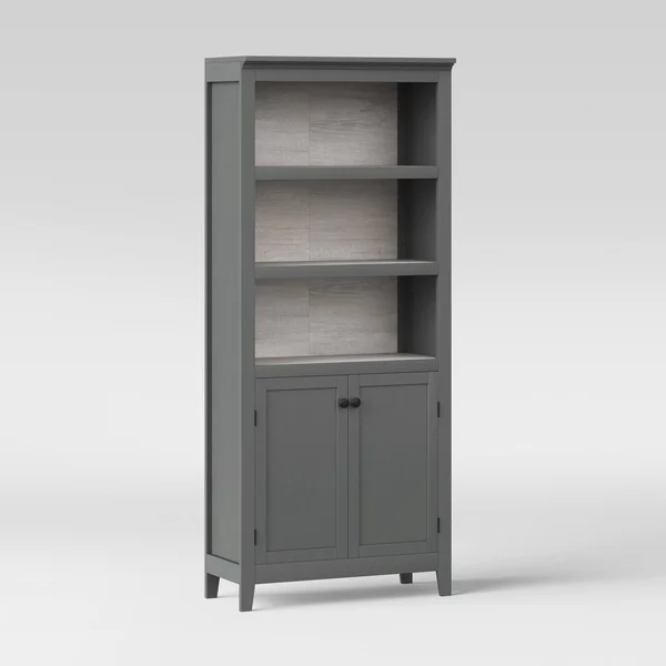 72x22 Carson 5 Shelf Bookcase with Doors Gray - Threshold