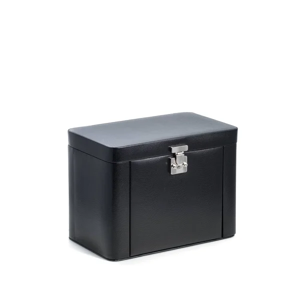 Black Lizard Textured Leather 4-Level Jewelry Case - 12.5 inches x 7.5 inches x 9.5 inches