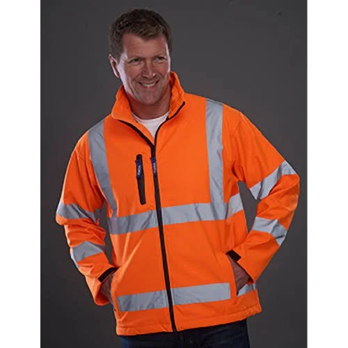 Yoko Mens Hi-Vis Sofshell Jacket, 3XL, Hi Vis Orange