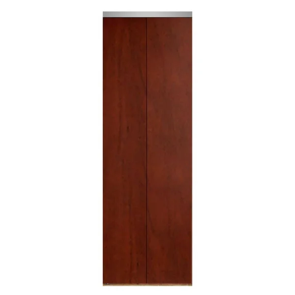 Impact Plus 32 in. x 80 in. Smooth Flush Cherry Solid Core MDF Interior Closet Bi-Fold Door with Chrome Trim, Red