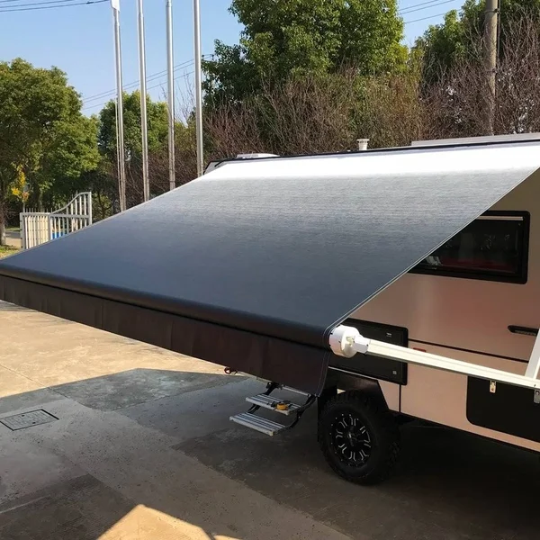 Aleko 12&x8& Retractable RV/Patio Awning - Burgundy Fade Color, Red