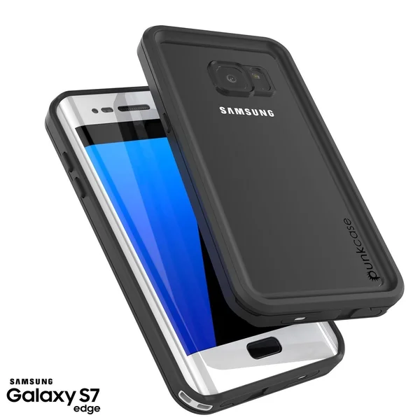 Galaxy S7 Edge Waterproof Case - Punkcase [Extreme Series] [Slim Fit] Armor Cover w/ Built in Screen Protector [Black] - Black