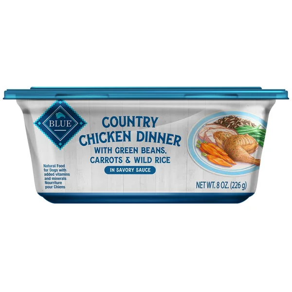 Blue Buffalo Country Chicken Dinner with Green Beans - Carrots and Wild Rice Dog Food Tray 8oz, Case of 8