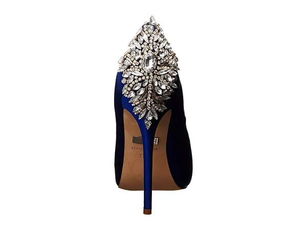 Badgley Mischka Kiara Embellished Peep-Toe Evening Pumps - Blue 5.5M