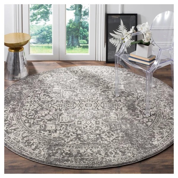 Safavieh Evoke EVK256D Grey, Ivory Rug 6&7x22 x 6&7x22 Round