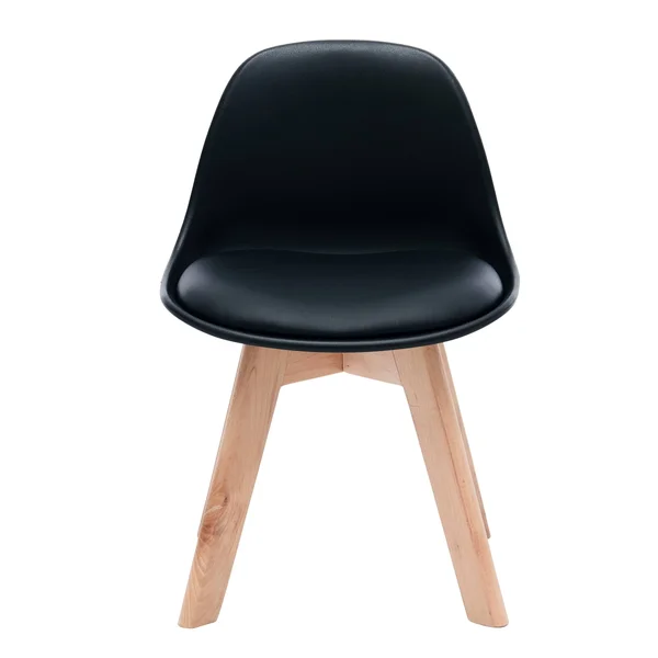 Porthos Home Brynn Kids Chair - Plastic Shell with Seat CUSHION, Beech Wood Legs - Orange