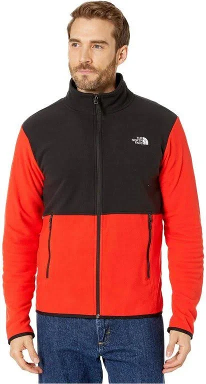 The North Face Men's TKA Glacier Full Zip Jacket Fiery Red/TNF Black - XXL
