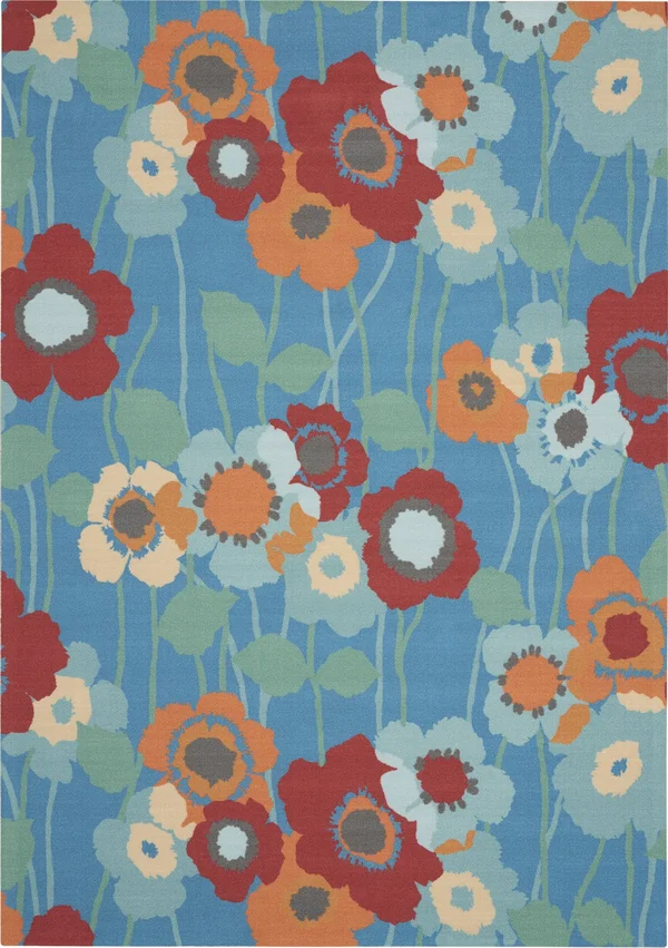 Nourison 5&3x22 x 7&5x22 Waverly Sun & Shade Seaglass Rectangle Area Rug
