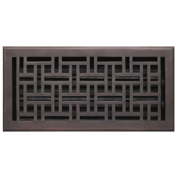 Signature Hardware 925584-6-12 Wicker Brass Floor Register - 6x22 x 12x22 Oil Rubbed Bronze 405669