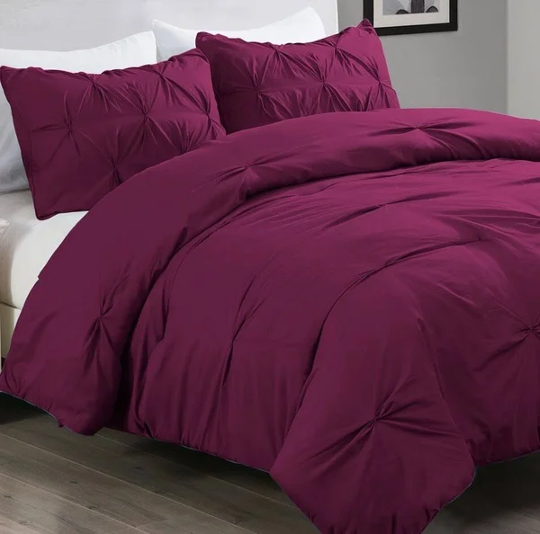 Lotus Home Water and Stain Resistant Pintuck Microfiber Comforter Mini Set, Size: King, Fig