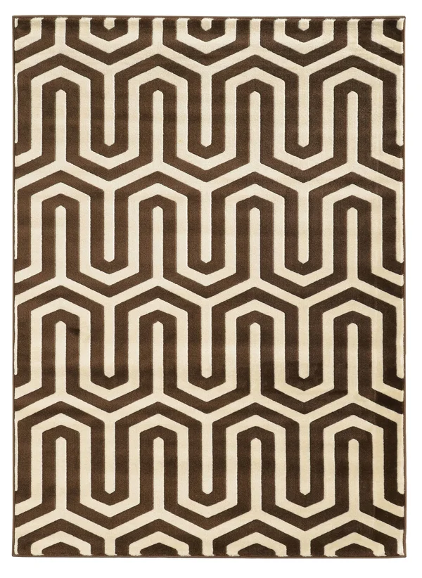 Linon Roma Zigzag Ivory/Chocolate Rug (5& x 7&6-inch)