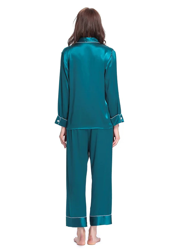 LILYSILK Pure Silk Pajamas Dark Teal S Coolu0026Delicate