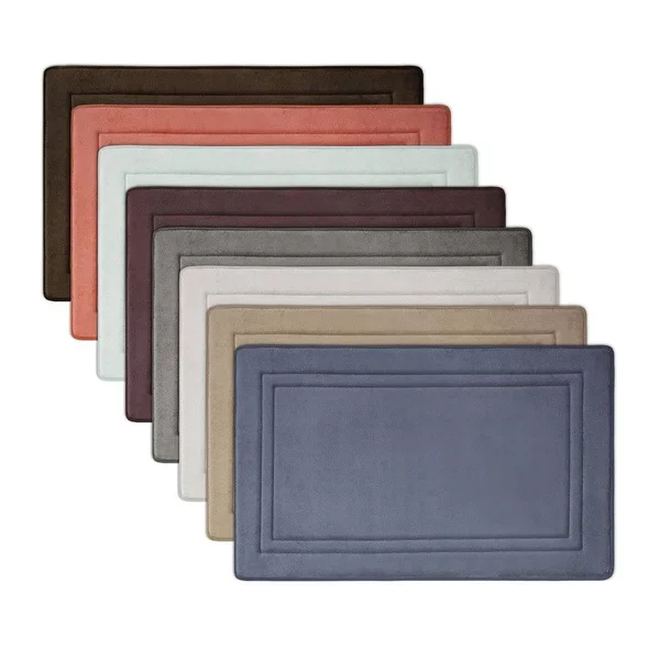 Microdry Quick Drying Memory Foam Framed Bath Mat with GripTex Skid-Resistant Base, 21x34, Charcoal