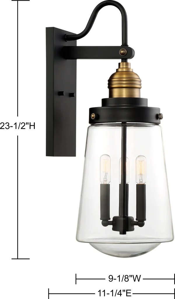 Macauley Vintage Black 3-Light Wall Lantern - Savoy House