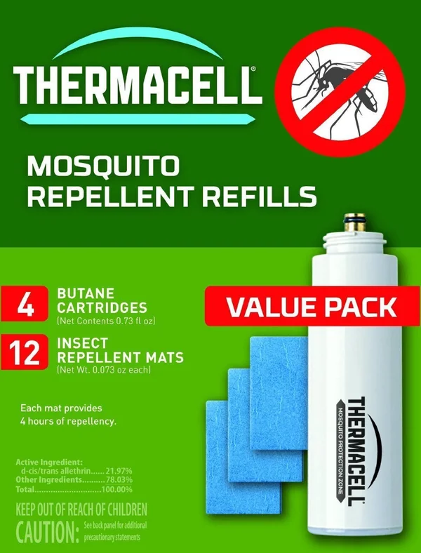 Thermacell Mosquito Repellent Refill Pack - 4 x Butane Cartridge & 12 x Repellen