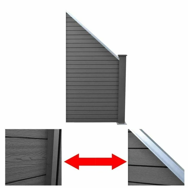 vidaXL Slanted WPC Garden Fence Panel Gray