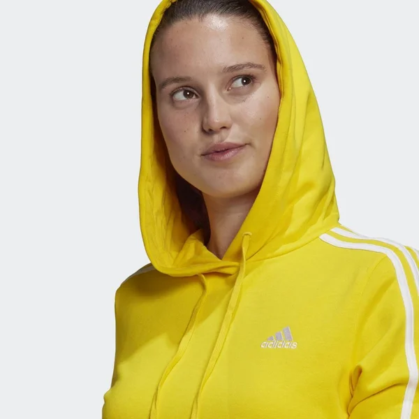 Adidas Women's Essentials 3-Stripes Cropped Hoodie - Small, Yellow