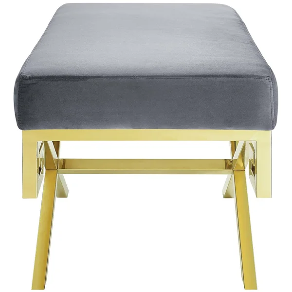 Modway Gold Gray Rove Velvet Bench