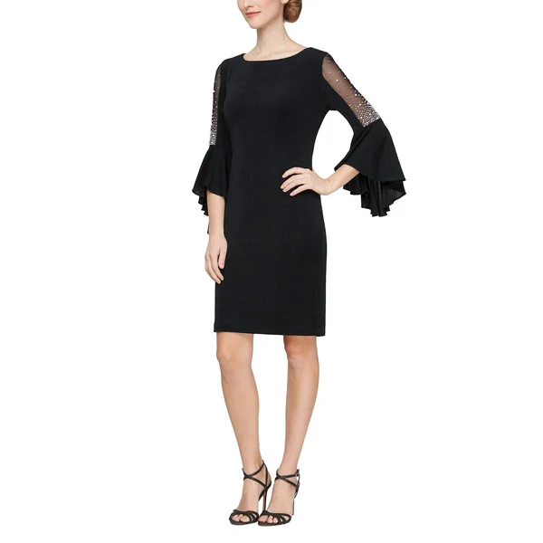 Women's Alex Evenings Bell Sleeve Sheath Dress - Size 4 - Black
