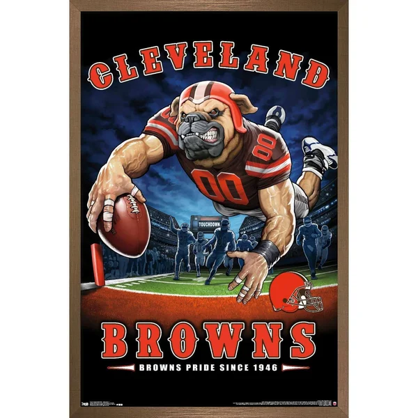 Trends International NFL Cleveland Browns - End Zone 17 Framed Wall Poster Prints Bronze Framed Version 22.375x22 x 34x22