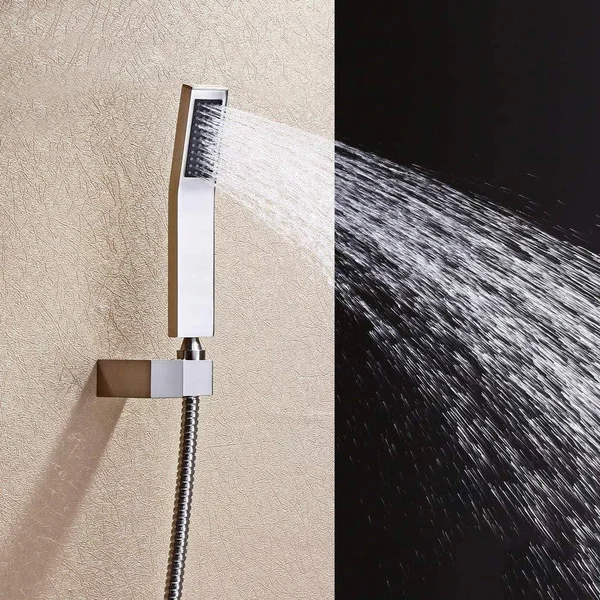 12x22x24x22 Rainfall LED Shower Set Double-Function Valve, Brass Handheld Shower Brushed Stainless Steel, 12 x 24 x 0.4 inches