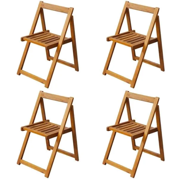 vidaXL 5 Piece Folding Outdoor Dining Set Solid Acacia Wood
