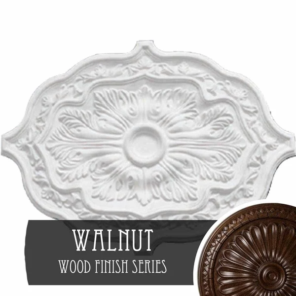 36x22W x 26x22H x 1 1/2x22P Pesaro Ceiling Medallion - Hand-Painted Walnut