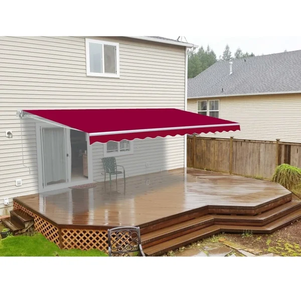 Aleko 12&x10& Retractable Patio Awning, Burgundy Color