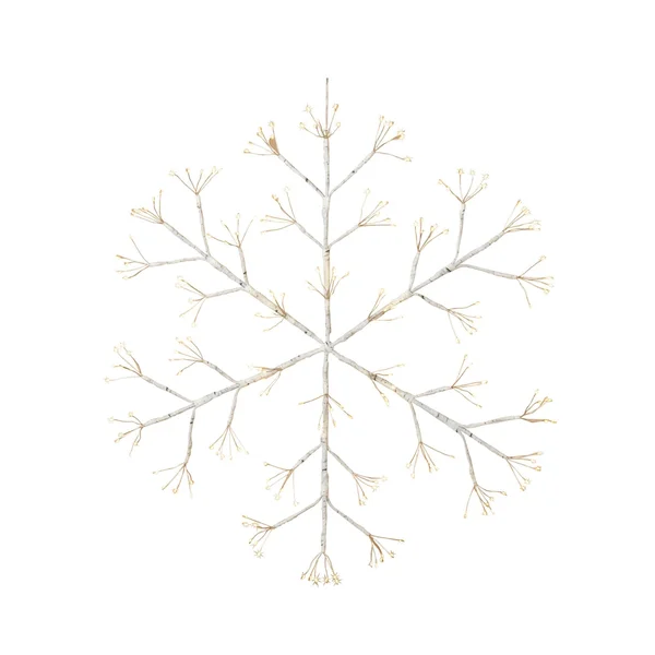Gerson 24-Inch Diameter Battery Operated Firecracker LED Lighted Hanging Snow Flake with Outdoor Battery Box, White
