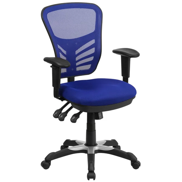 Flash Furniture Black/White Mid Back Mesh Multifunction Executive Swivel Ergonomic Office Chair with Adjustable Arms