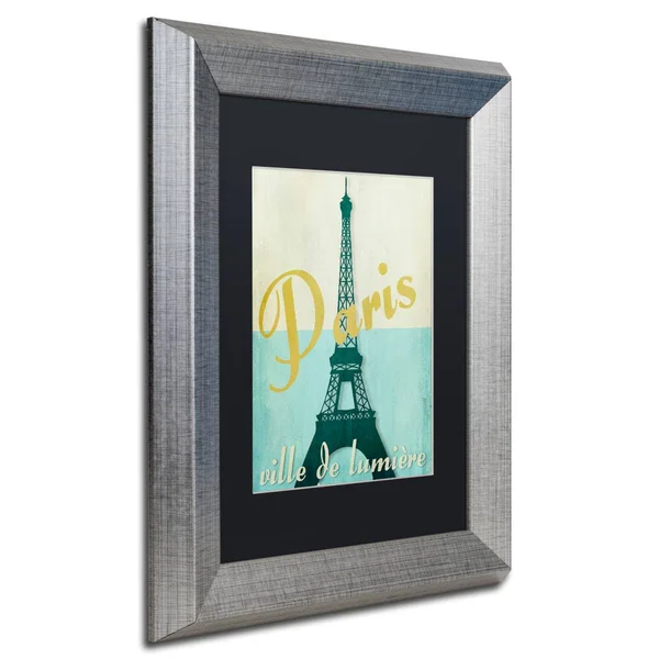 Trademark Fine Art Paris City of Light Canvas Art by Color Bakery Black Matte, Silver Frame, Size: 11 x 14