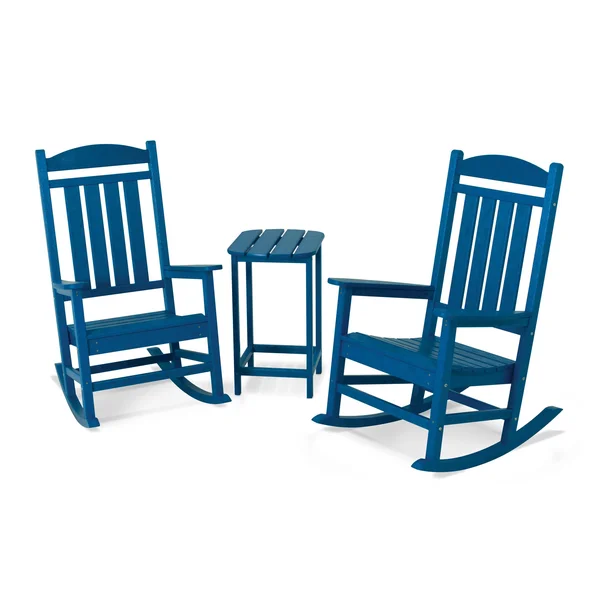 POLYWOOD Presidential Pacific Blue Rocker 3 Piece Set