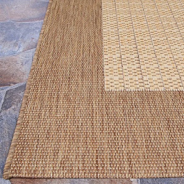 Couristan Recife Checkered Field Natural/Cocoa Area Rug - 8&6x22 x 13&