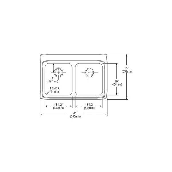 Elkay LRAD3322554 Lustertone Double Bowl Kitchen Sink