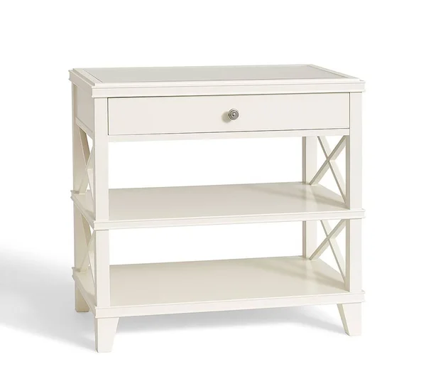Clara Lattice Wide Nightstand, Sky White - Nightstands - Bedroom Furniture