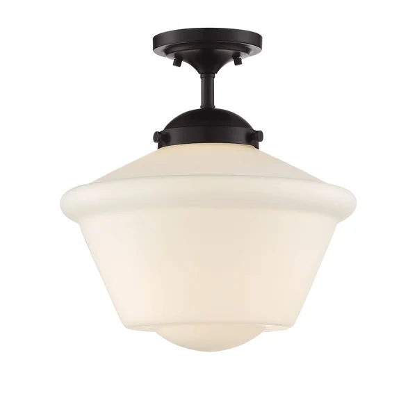 Trade Winds Schoolhouse Semi-Flush Ceiling Light with Opal Glass - Oil Rubbed Bronze